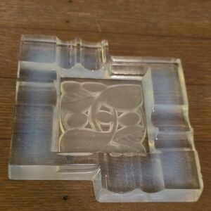 Andre Hunebelle Opalescent Molded Pressed Glass Ashtray Art Deco 1920's Vintage